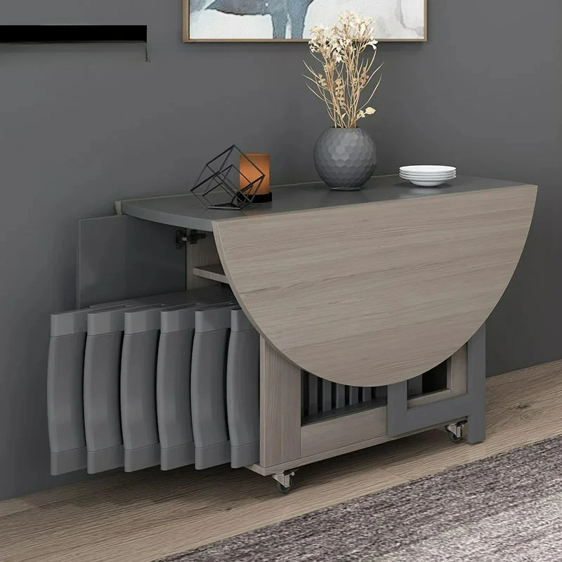 

Customizable Fashion Folding Dining Table Furniture Multifunctional Round Movable