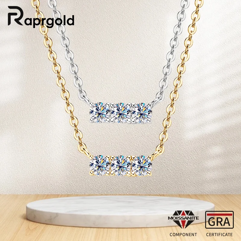 

RAPRGOLD GRA сертифицированные 0,1 карата кулон с муассанитом, ожерелья для женщин, цепочка из стерлингового серебра 925 пробы, свадебные украшения на шею, подарочные ошейники