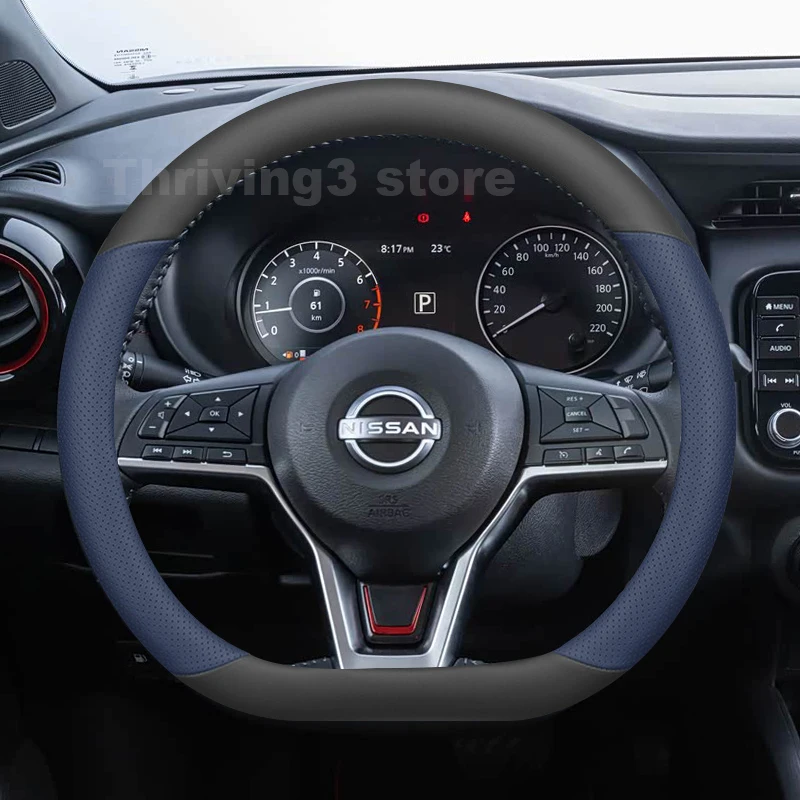 

Leather Car Steering Wheel Cover For Nissan KICKS SR Play 2015-2025 Covers For Covers Auto interior Nissan Kicks Accessories
