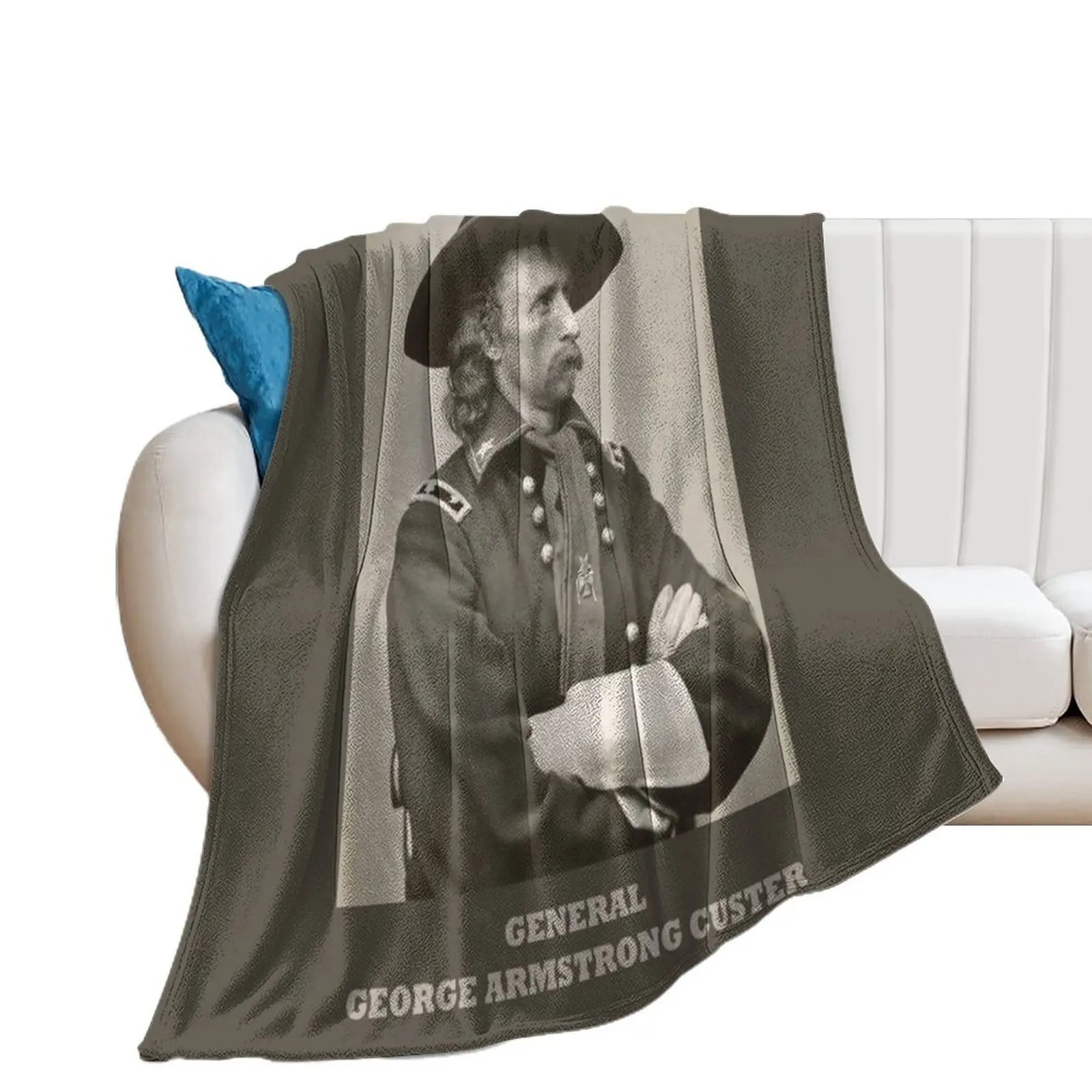 

General George Armstrong Custer Throw Blanket Vintage Thermal Blankets