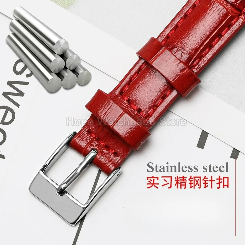 Cinturino per orologio da donna in pelle di vacchetta cremisi conciata vegana per fibbia in acciaio inossidabile con interfaccia piatta Casio LTP-1208E-9B2 ​ ​   14 mm