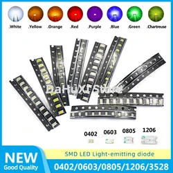 100PCS 0402 0603 0805 1206 3528 Red Green Blue Yellow White  LED Light-emitting diode SMD