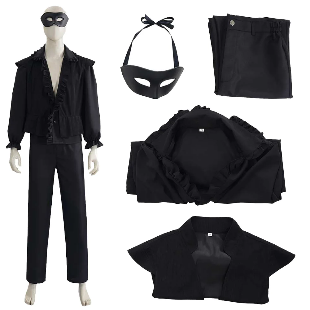 

TV Regency Era Benedict Cosplay Black Costume Mask Outfits Adult Men Coat Clothing Uniform Halloween Carnival Party Dress Up