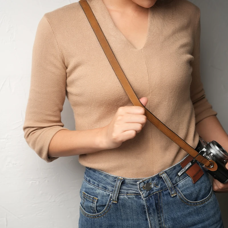 Mr.stone Handmade Genuine Leather Camera Strap for fujifilm xt30 sony xt5 xt4 xt30 Leica Q3 m11 Camera Shoulder Sling Belt