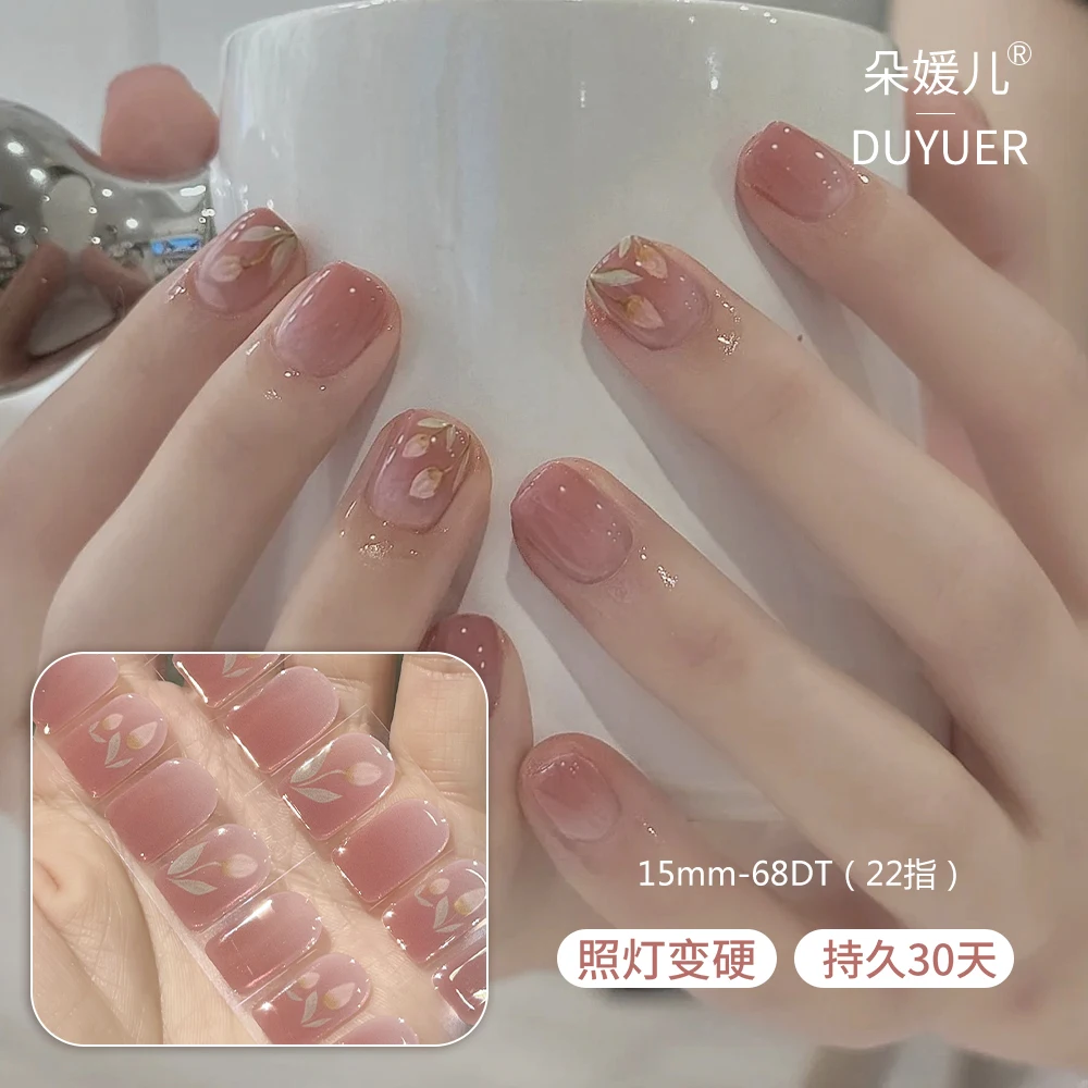 22Tips Krótkie Półutwardzone Żelowe Naklejki na Paznokcie UV Samoprzylepne Wodoodporne Pełne Zestawy Naklejek Żelowych LED do Lampy UV Potrzebujesz Manicure