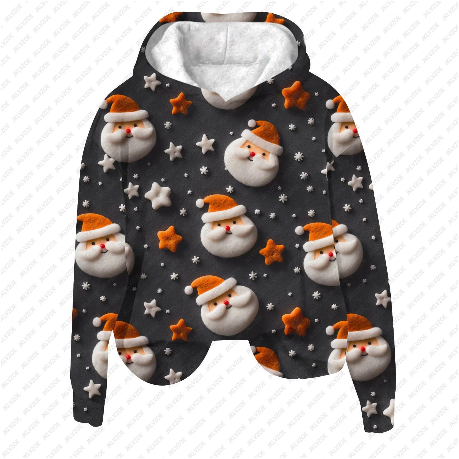 

2024 New Christmas Women Hoodies Long Sleeved Sweatshirt Cartoon Cute Santa Claus Printed Hoodie Y2K Tops Men Oversized Hoody