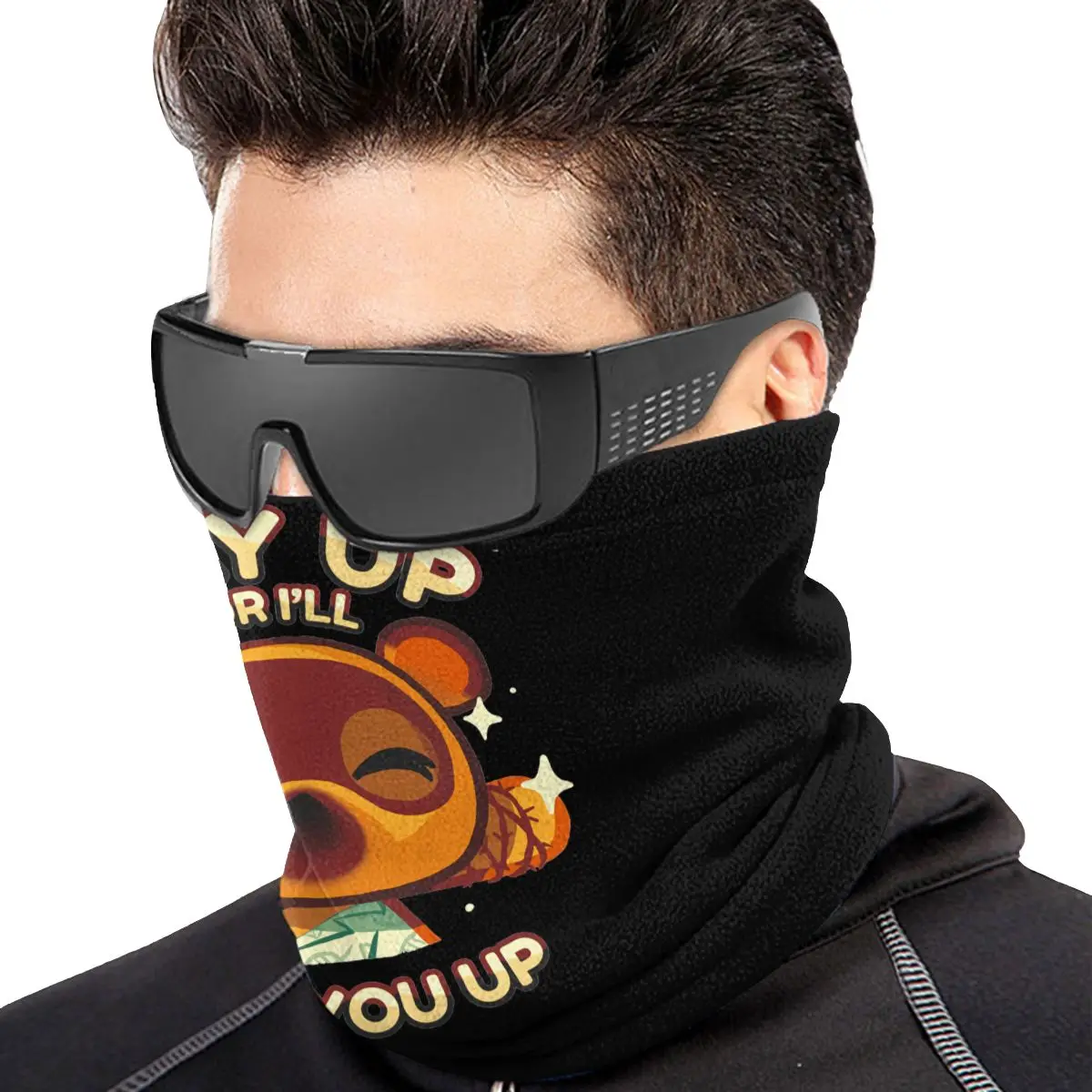 Pay Up I'Ll Beat You Up Microfiber Neck Gaiter, Meia Máscara Unisex, Tom Nook Bandana, Animal Crossing Scarf, Pesca de Verão