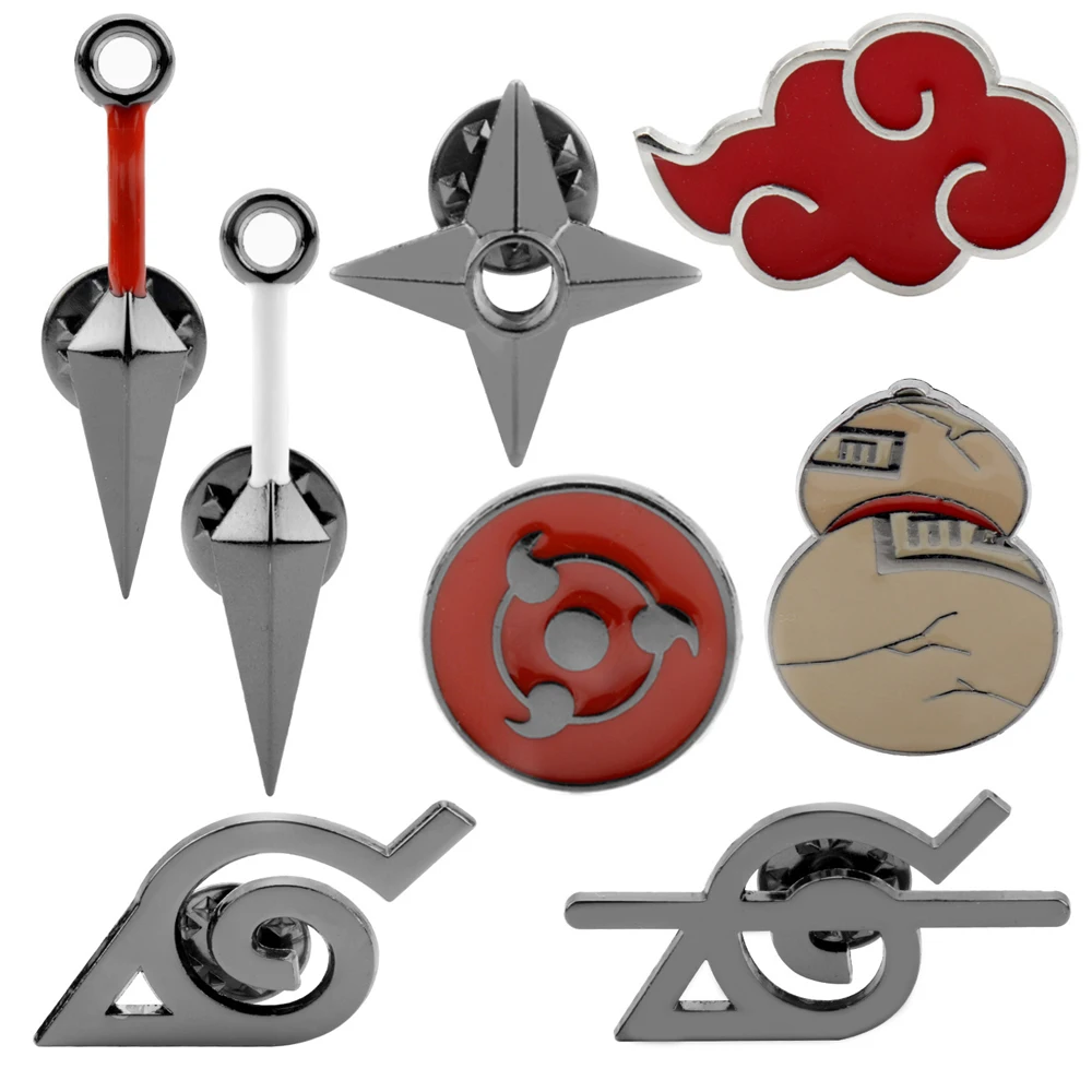 8Pcs/Set Anime Cute Enamel Brooch Red Cloud Sharingan Metal Pin Backpack Clothes Lapel Pin Jewelry Christmas Gift