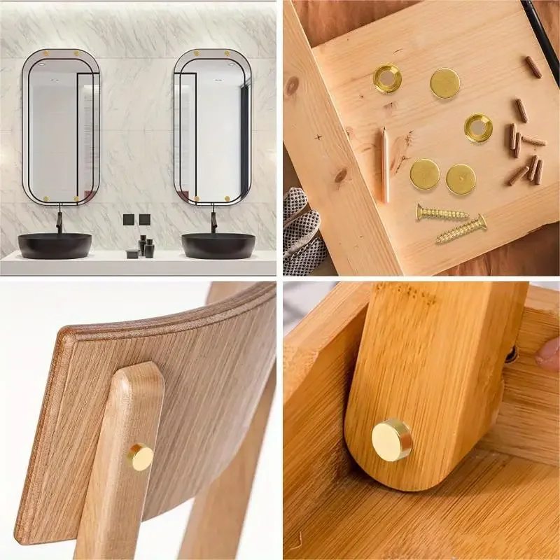 Washer Fasteners Furniture Hardware 16 Sets Sign/Advertising Nails Decorative Mirror Screw Cap Nails Screw Covers W/screw