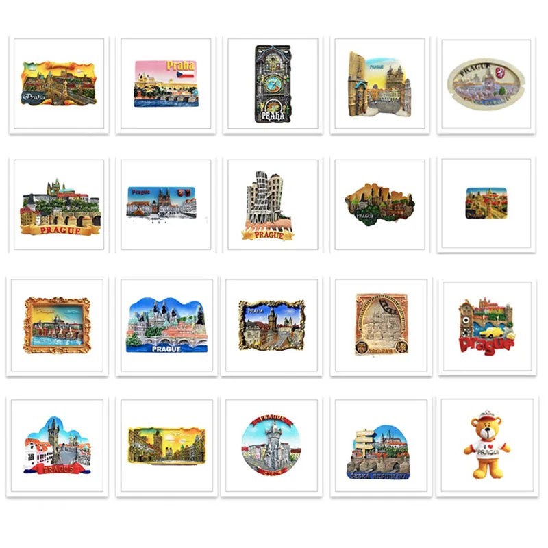 Prague Fridge Magnets Landmark Building Tourist Souvenir Magnetic Refrigerator Sticker Collection Home Decor Gift