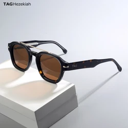 New Fashion Acetate Frame Sun Glasses Women Double Bridge Polygon Sunshade Glasses Male UV400 High Quality Sun Glasses 8775