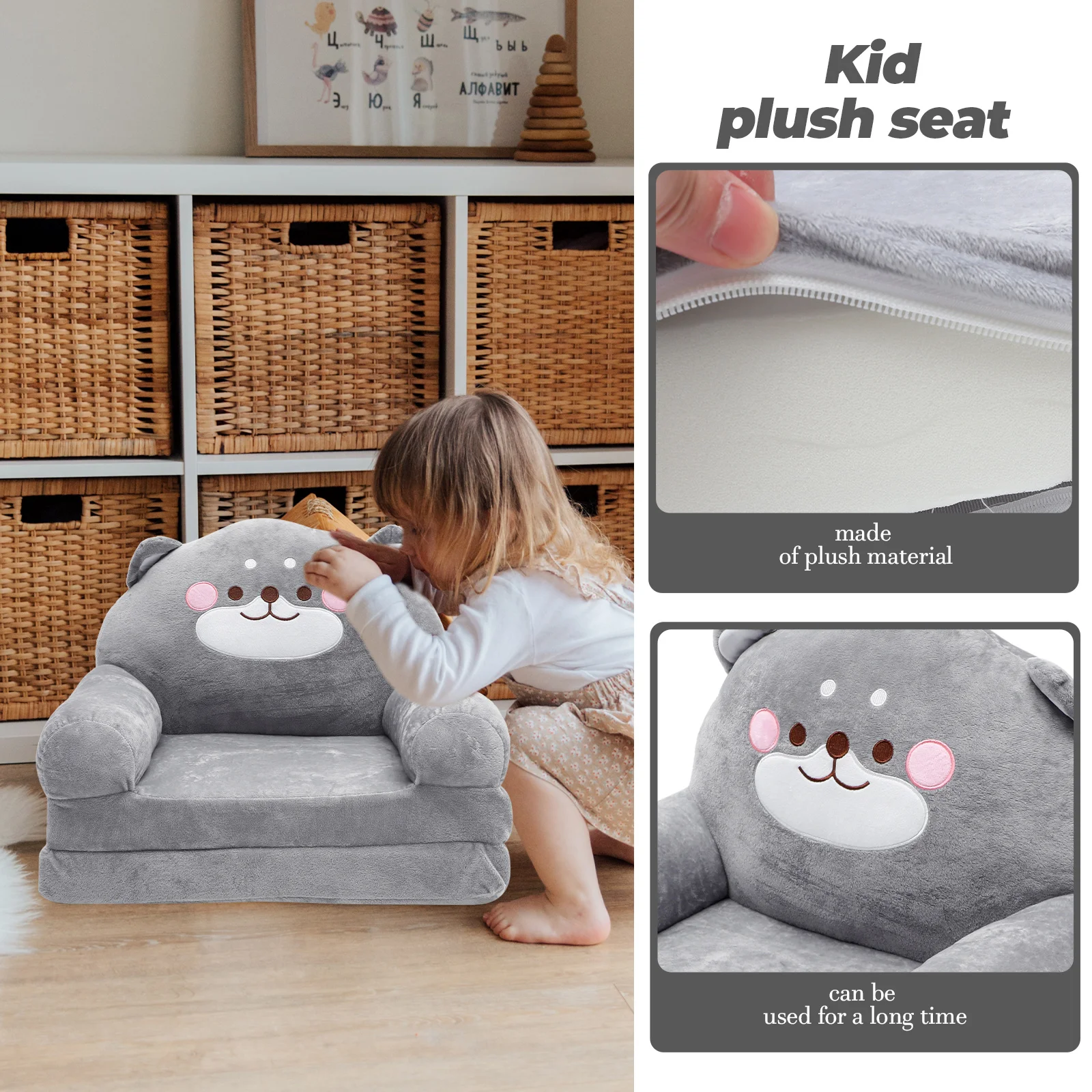 Asiento de bebé con forma de elefante, sofás para niños, sillón de felpa para habitación de niños, sillas plegables, sofás para bebés, muebles para niños