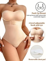 Large Size Strapless Thong Bodysuits Women Belly Control Full Body Shaper Adjustable Bust Removable Push Up Breast Underwear 4XL