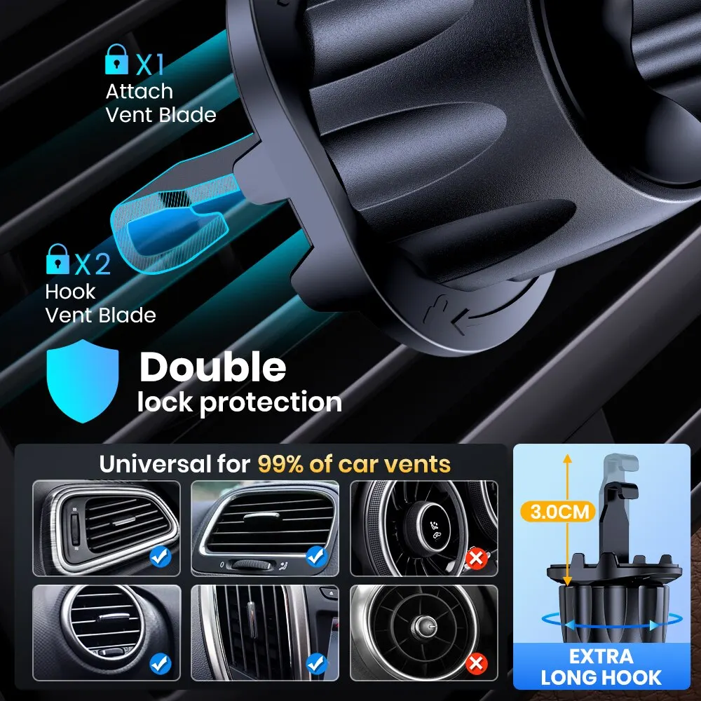 TOPK Magnetic Car Phone Mount in Car Phone Holder Air Vent Magnetic, 6 N52 Magnets Universal Mobile Phone Holders for iPhone 15