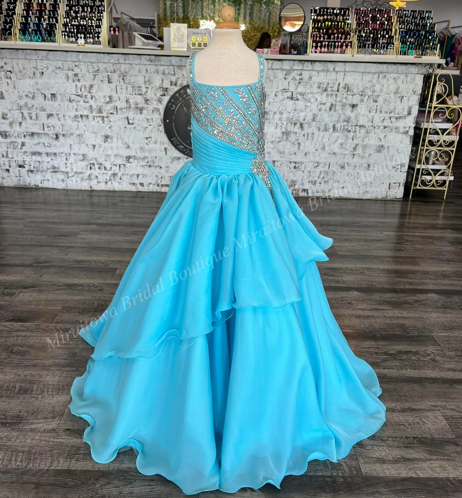 Sukienka na konkurs piękności dla małej dziewczynki, zdobiona koralikami, błękitna, liliowa, szyfonowa, dla niemowląt, dzieci, na urodziny, formalna, koktajlowa, dla nastolatek, Junior Miss