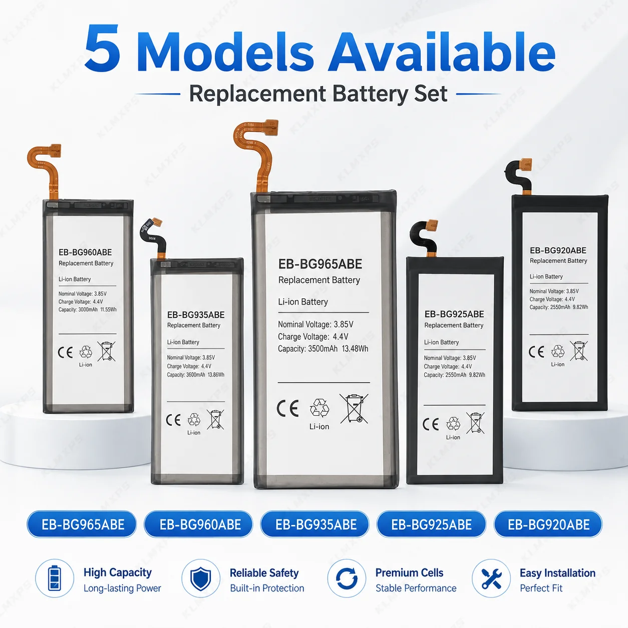 Image of EB-BG920ABE EB-BG935ABE EB-BG960ABE Ersatz-Handy-Akku für Samsung Galaxy S6 S7 Edge S9 S9+ G9200 Mobiltelefon-Akkus