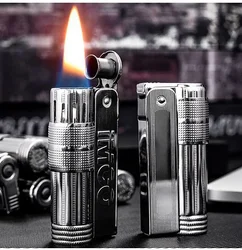 Original IMCO 6700 Retro Stainless Steel Metal Lighter Austrian Gasoline Grinding Wheel Windproof Kerosene Lighters Smoking Gift