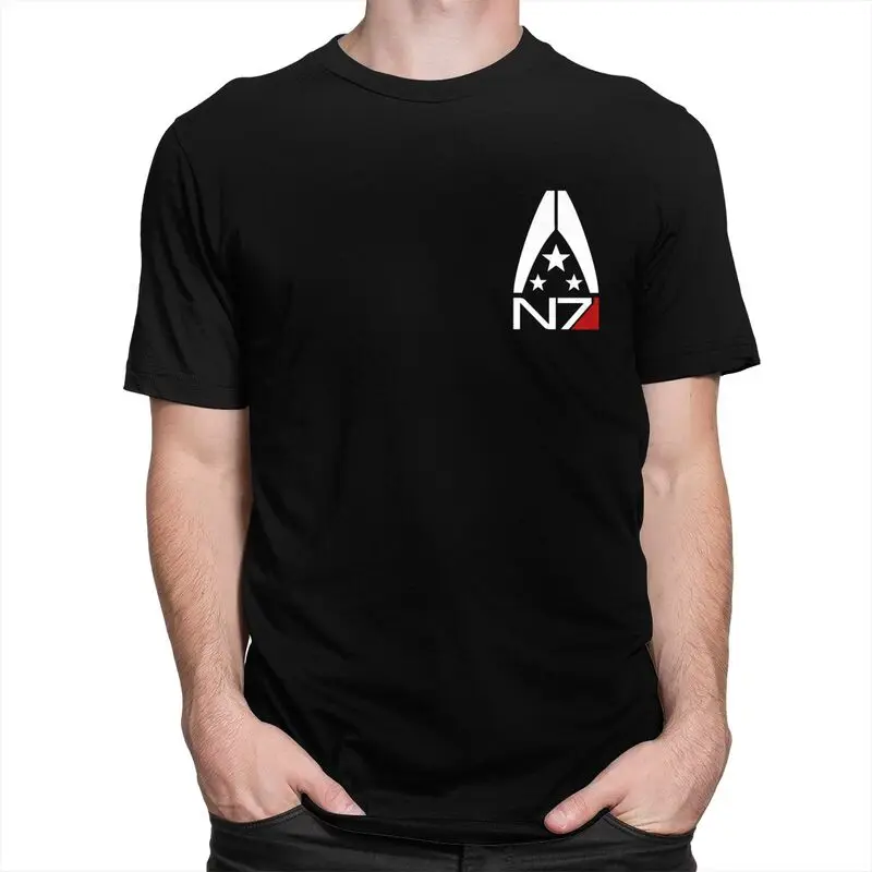 Custom Mass Effect Alliance N7 Logo Tshirts for Men Short Sleeve T Shirt T-shirt Slim Fit 100% Cotton Tee Gift