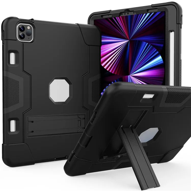 

For iPad Pro 11-inch (2022) / (2021) / (2020) Shockproof TPU + PC Cover with Kickstand - All Black