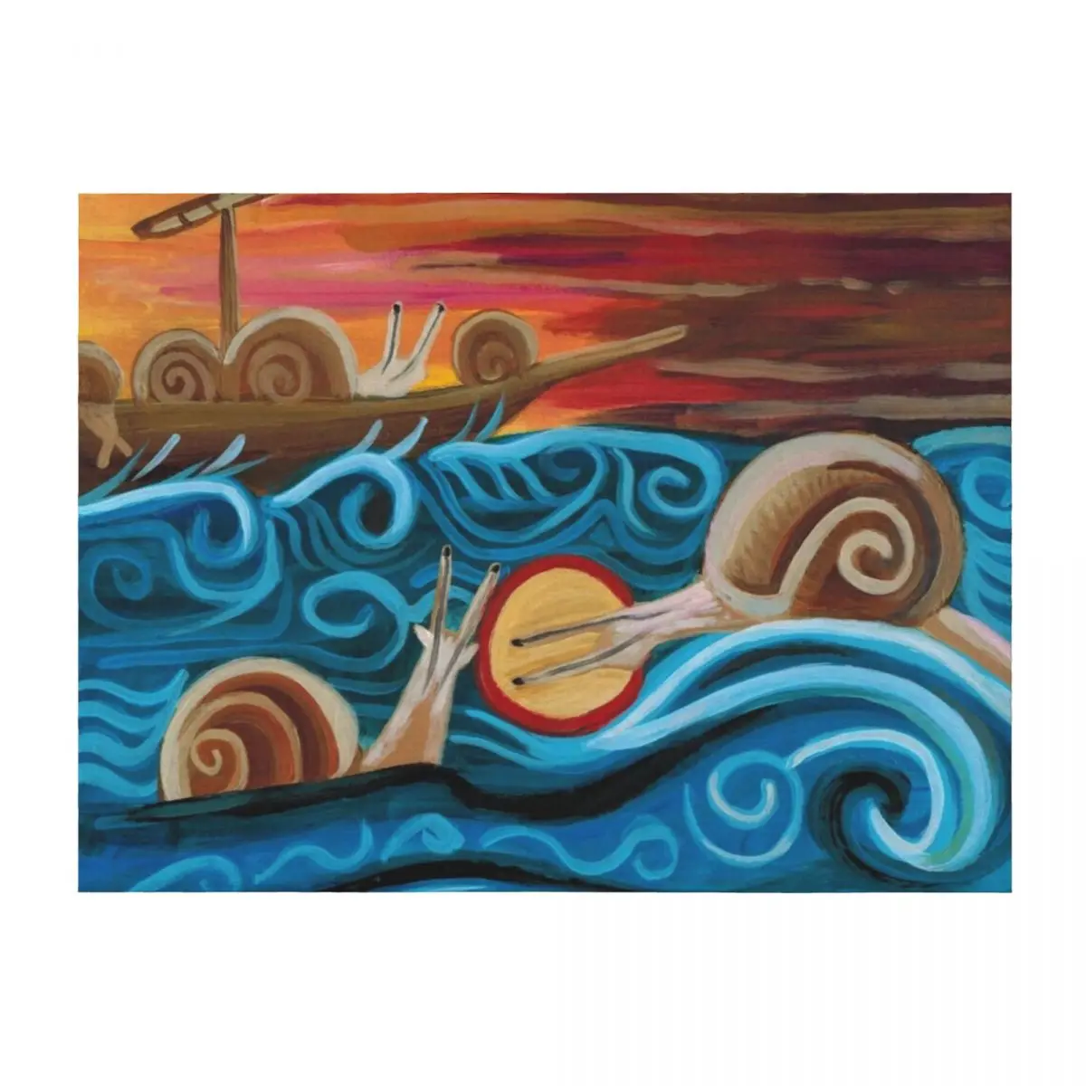 

Snail Jesus Walks on Water and Saves Drowning Peter Throw Blanket Multi-Purpose Picnic Sofas Blankets