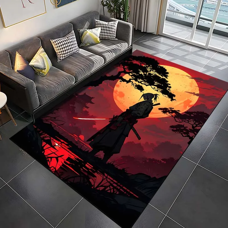 15 Sizes Japanese Bushido Pattern Rug Carpets for Bedroom Living Room Bathroom Mat Creative Door Mat Cloakroom Decor Area Rug