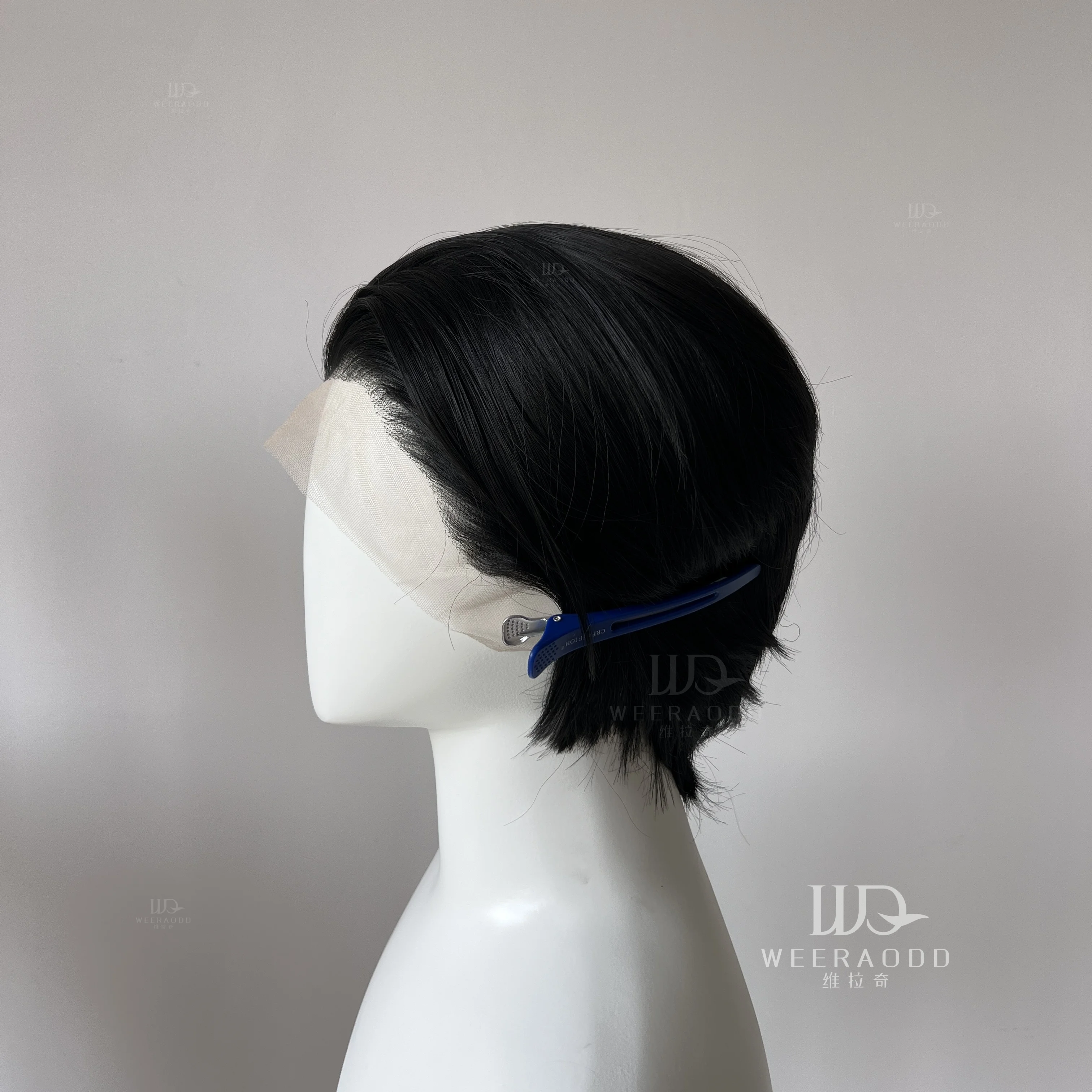 Black Lace Front Wig for Men Frontal Lace Heat Resistant Fiber with High Quality Synthetic Wig in 8inch Cosplay Use