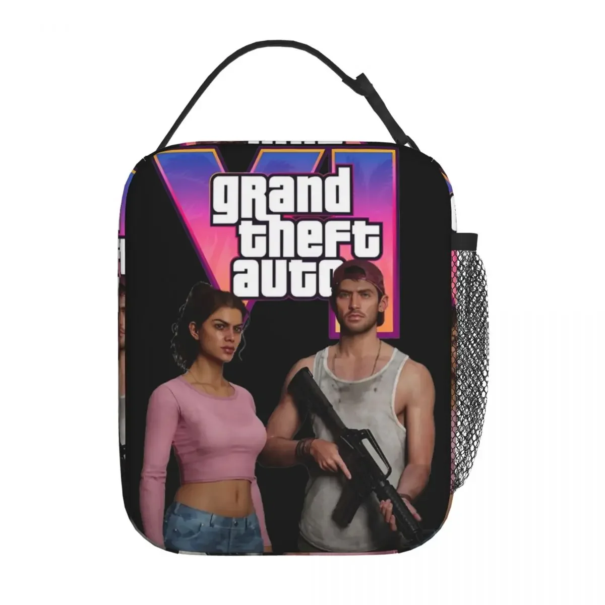 GTA 6 Jason And Lucia Insulated Lunch Bag New Game Food Container Portable Thermal Cooler Lunch Boxes For Work