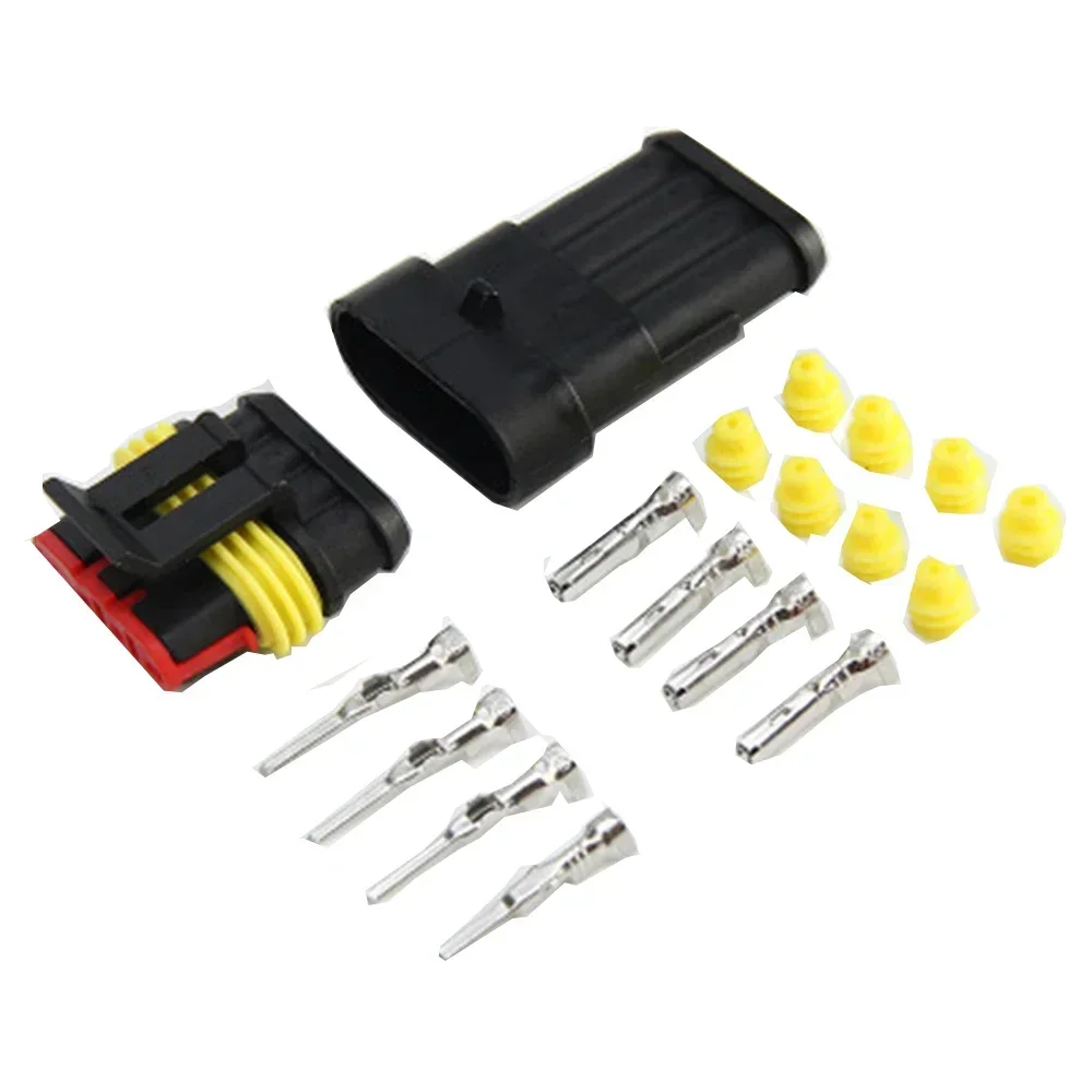 4 Pin Way AMP Female Male Super Seal Waterproof Electrical Wire Connector Plug  For Car Auto