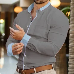 Fashion men's business lapel office casual outdoor street men's top shirt shirt soft, comfortable super large yard XS-6XL top