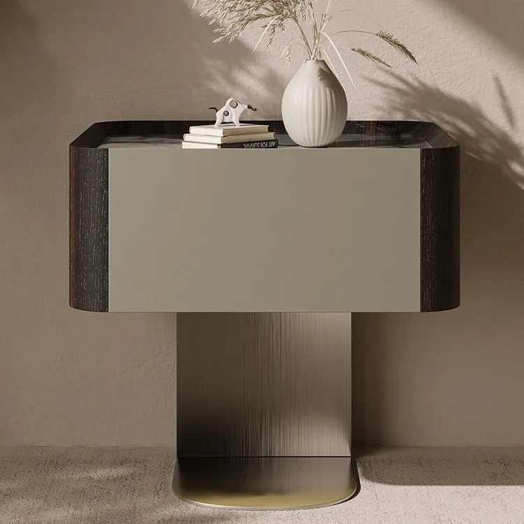 طاولة بجانب السرير فاخرة خفيفة، بلاطة صخرية، شقة صغيرة، غرفة نوم، سرير ممتاز #2