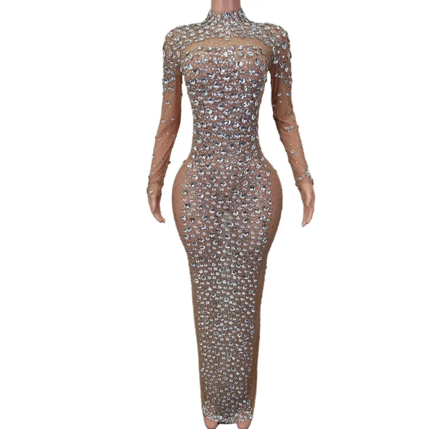 

Elegant Sequin Luxury Women's Pole Dance Clothing Shining Rhinestone Evening Dress Party Wedding Stage Wear Danc Cuixing