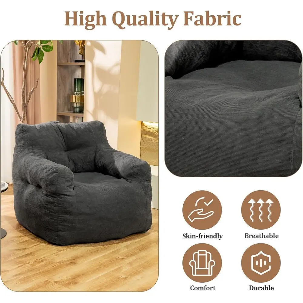 كرسي بين باج كبير جدًا للبالغين مع مسند للرأس ودعم للظهر - قماش متين ومقاوم للتمزق #6