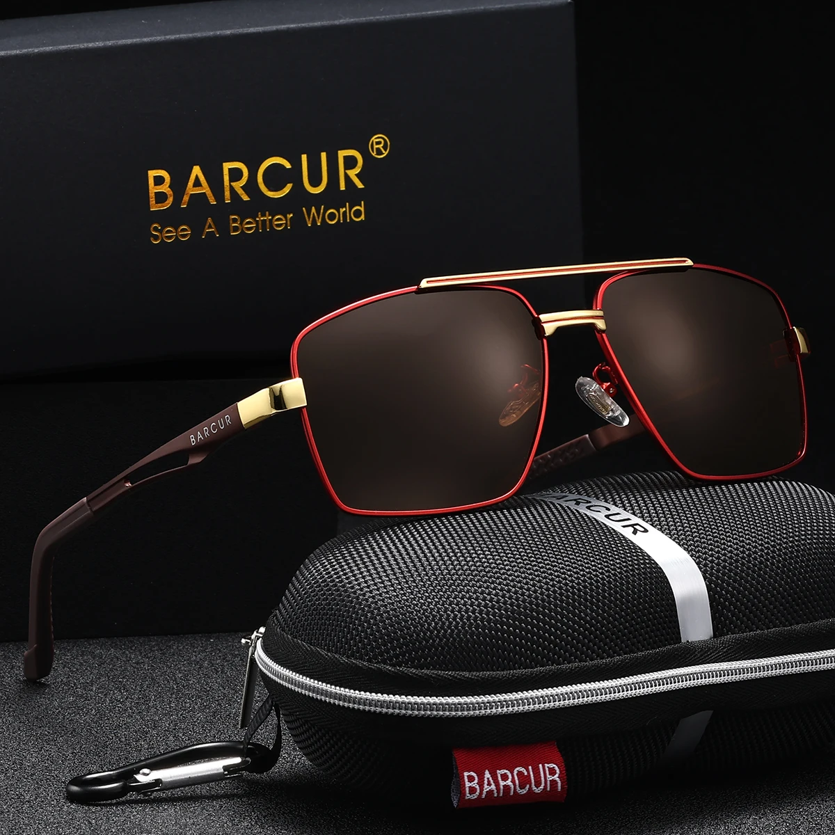 

BARCUR люксовый бренд мужские солнцезащитные очки крутой стиль с плоским верхом в металлической оправе противоскользящие носовые UV400 женские поляризационные солнцезащитные очки lentes de sol