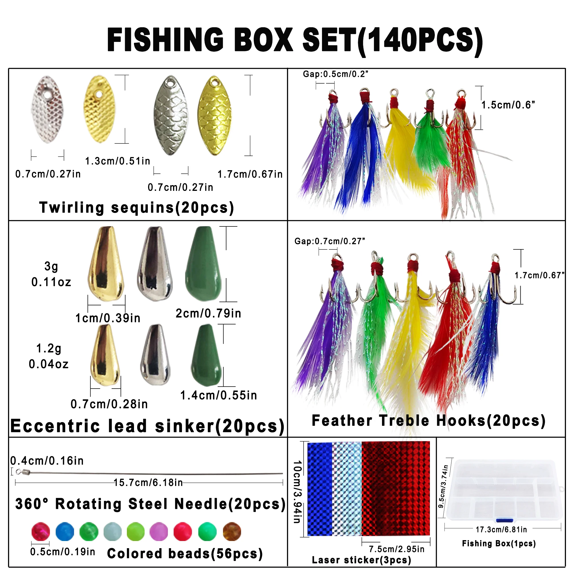 Fishing Spinnerbaits DIY Kit,Metal Sequins,Feather Treble Hook,Sinkers Beads Making Spinner Lures,Accessories Box for Bass Trout