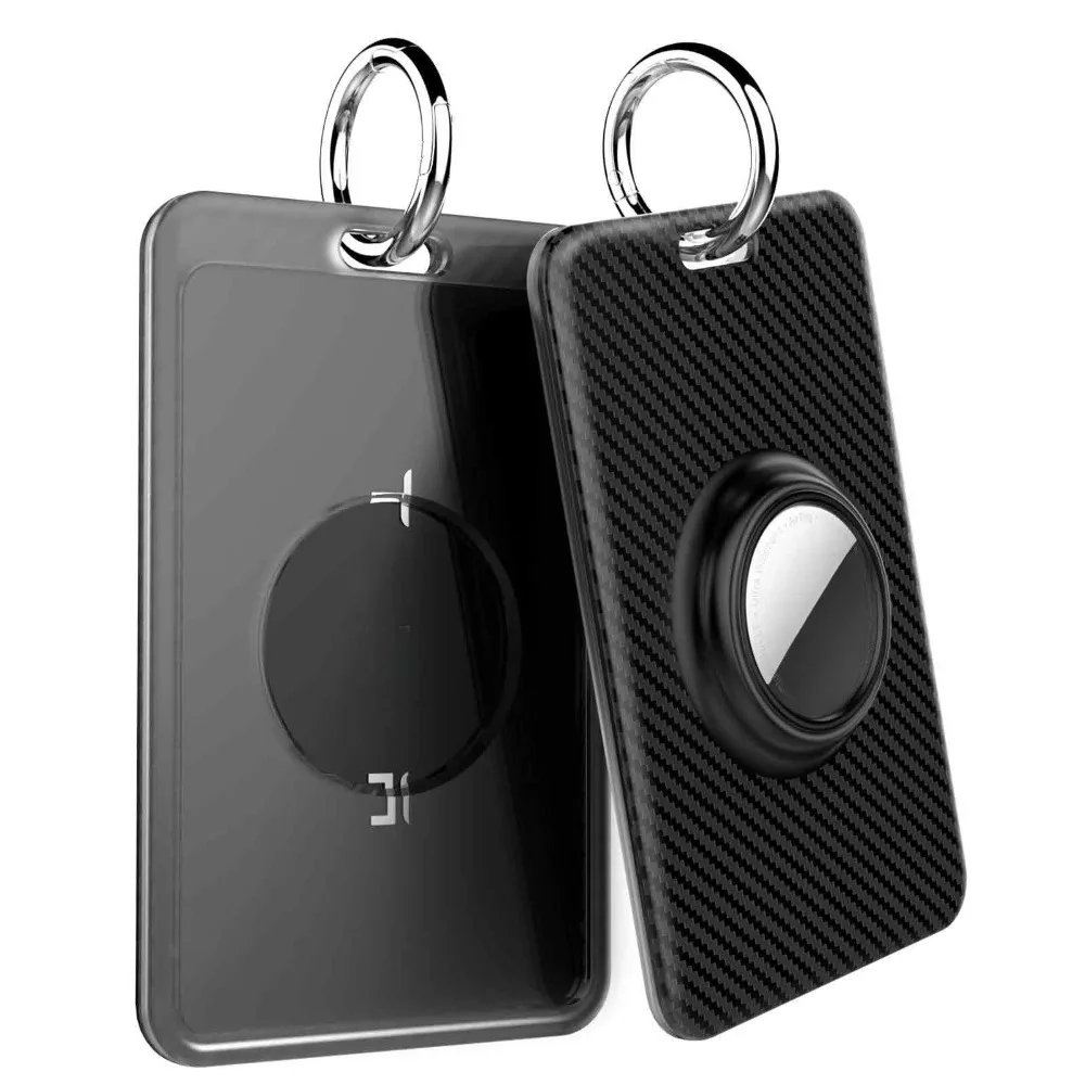 

Case For Apple AirTag - Full - Clear Card ID Photo Style Carbon Fiber Holder Anti - Loss Device Protective Cover