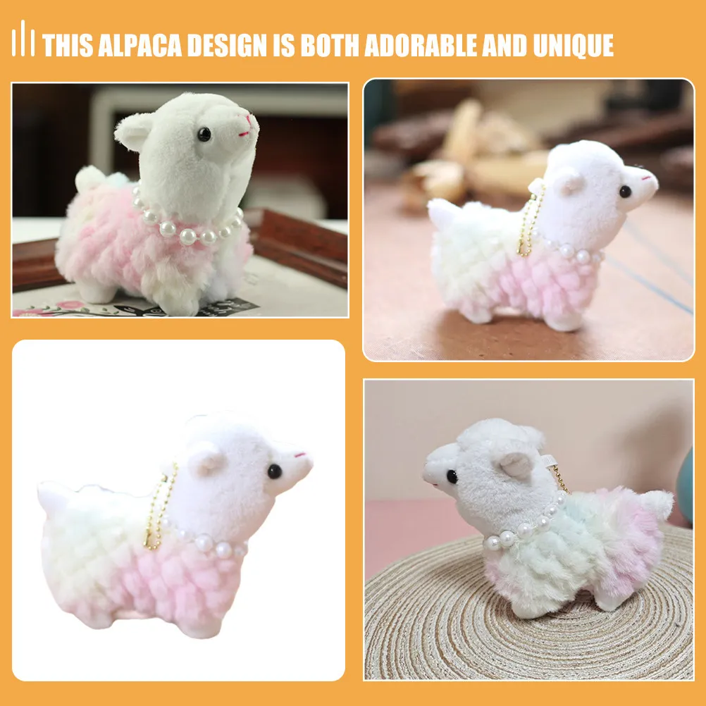 

Alpaca Keychain Charm Soft Stuffed Animal Accessory for Bag Schoolbag Pendant Backpack Hanging Decor Gift for Students Party