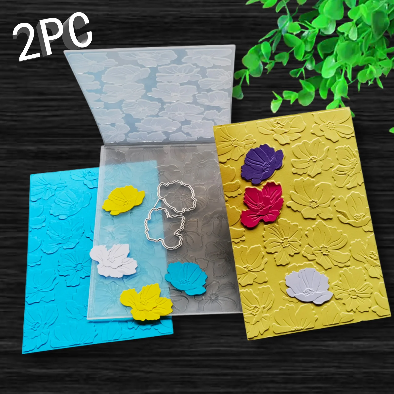 Silberne Lotusblume, 3D-Reliefordner und Schneidform, 2-teiliges Set, verwendet für die Kartenherstellung, Schrottbuch, Papier, DIY, Basteldekoration, S