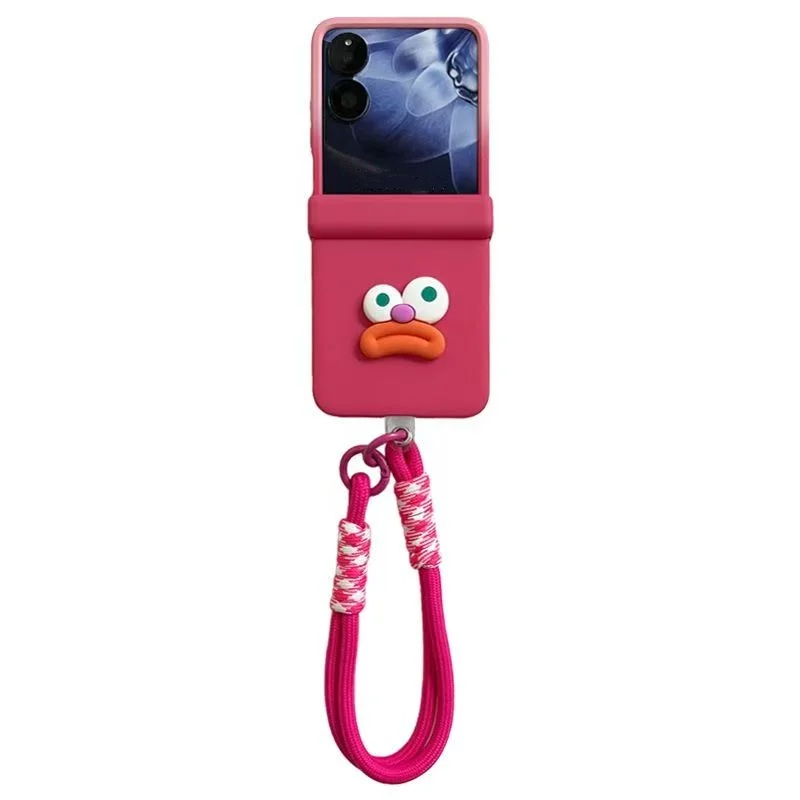 

Cute Thick Lips Bracelet Strap Phone Case For Honor Magic V Flip for huawei Nova Flip Gradient Protection Cover
