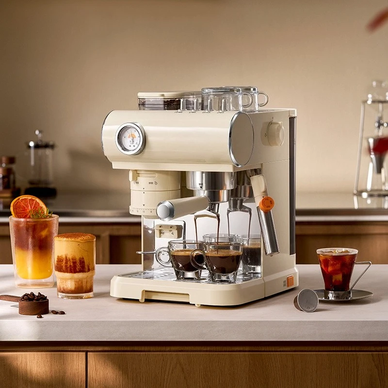 Semi-Automatic Espresso Machine Home Coffee Grinder Hot Cold Dual Brew Maker Steam Milk Frother 20Bar Touch Screen Gift