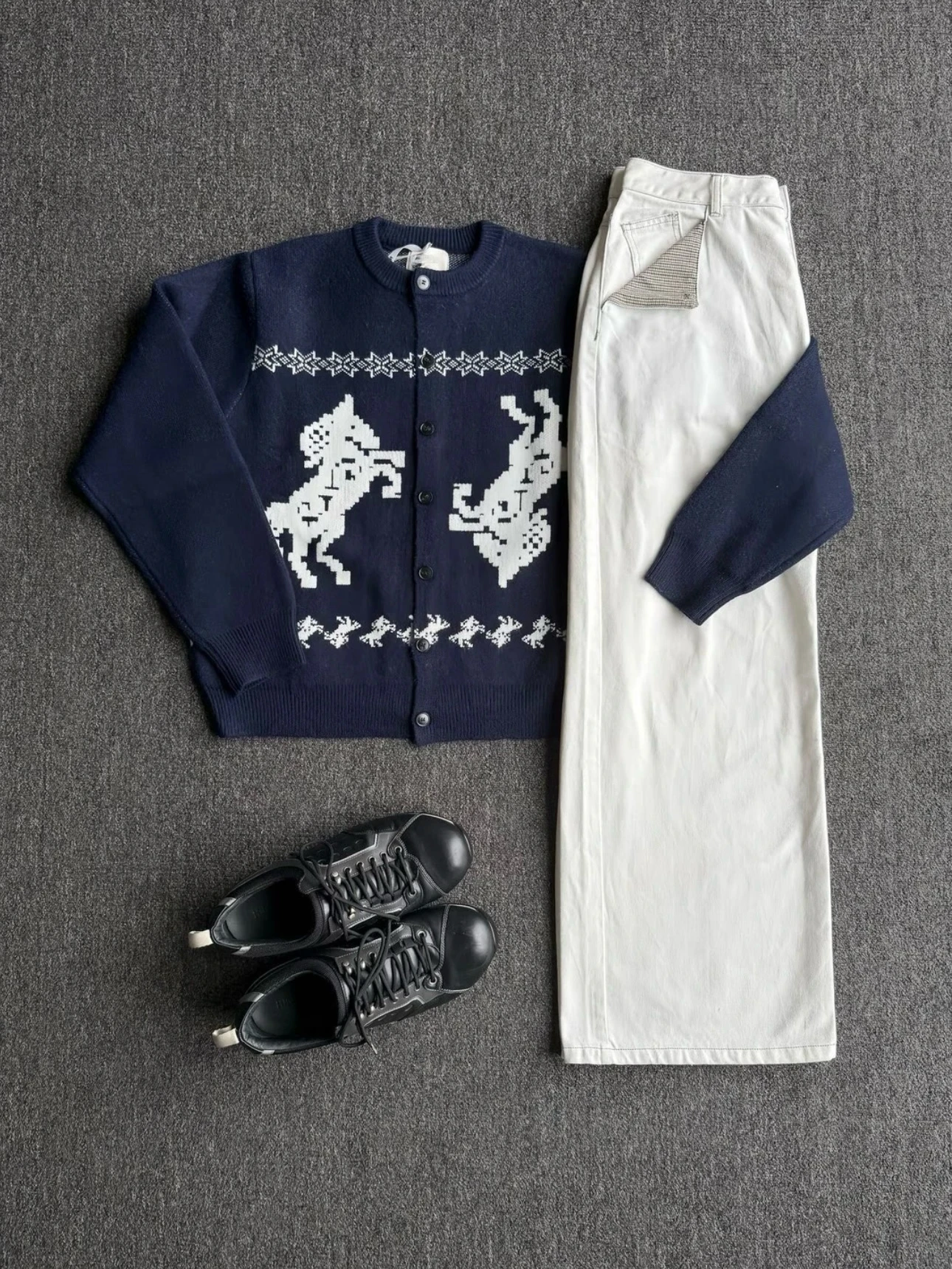 

Autumn Winter American Retro Fair Isle Knitted Open Cardigan Men Casual Loose Warm k Blue Sweater Jaet Breathable Long S...