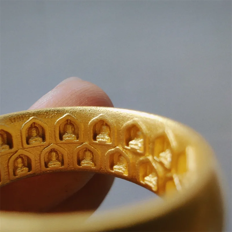 Vintage White Color Wanfo Niche Rings for Men Women Buddhism Sakyamuni Good Lucky Jewelry Accessories Gifts