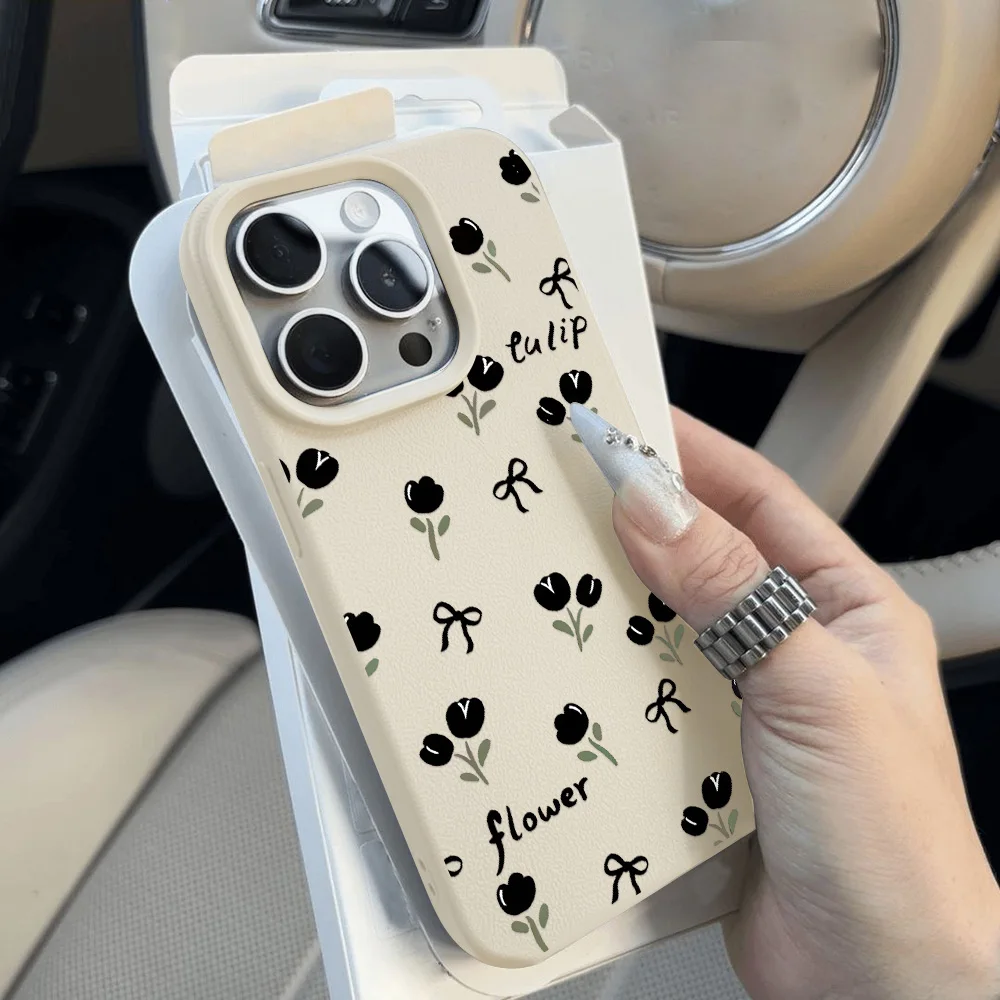 Leuke Boog Siliconen Lederen Case Voor iPhone 11 Case iPhone 16 13 12 14 15 Pro Max 14 15 16 Plus Zachte Schokbestendige Telefoon Cover Funda
