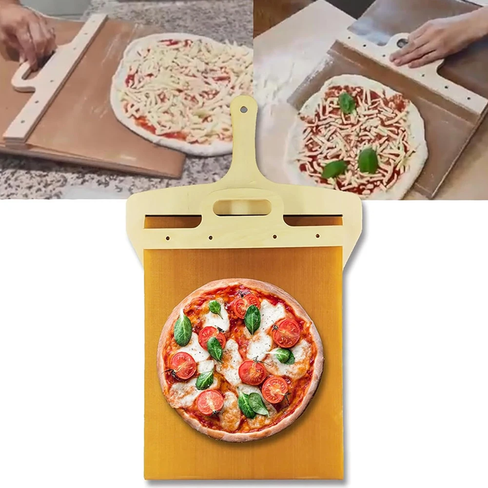 Wooden Sliding Pizza Shovel Anti Scalding Sliding Pizza Peel Multi-functional Pizza Spatula Paddle for Indoor Outdoor Ovens