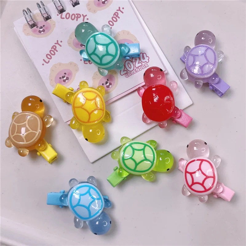 10Pcs/Lot Fashion Women Hair Accessories Creative Cartoon Turtle Hair Clip Luminous Candy Color Mini 2.8cm Cute Girls Headdress