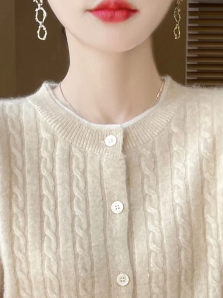 

Осень-зима, женский базовый кардиган, свитер из 100% мериносовой шерсти, повседневный сексуальный трикотаж, дизайн контрастного цвета, одежда, топы