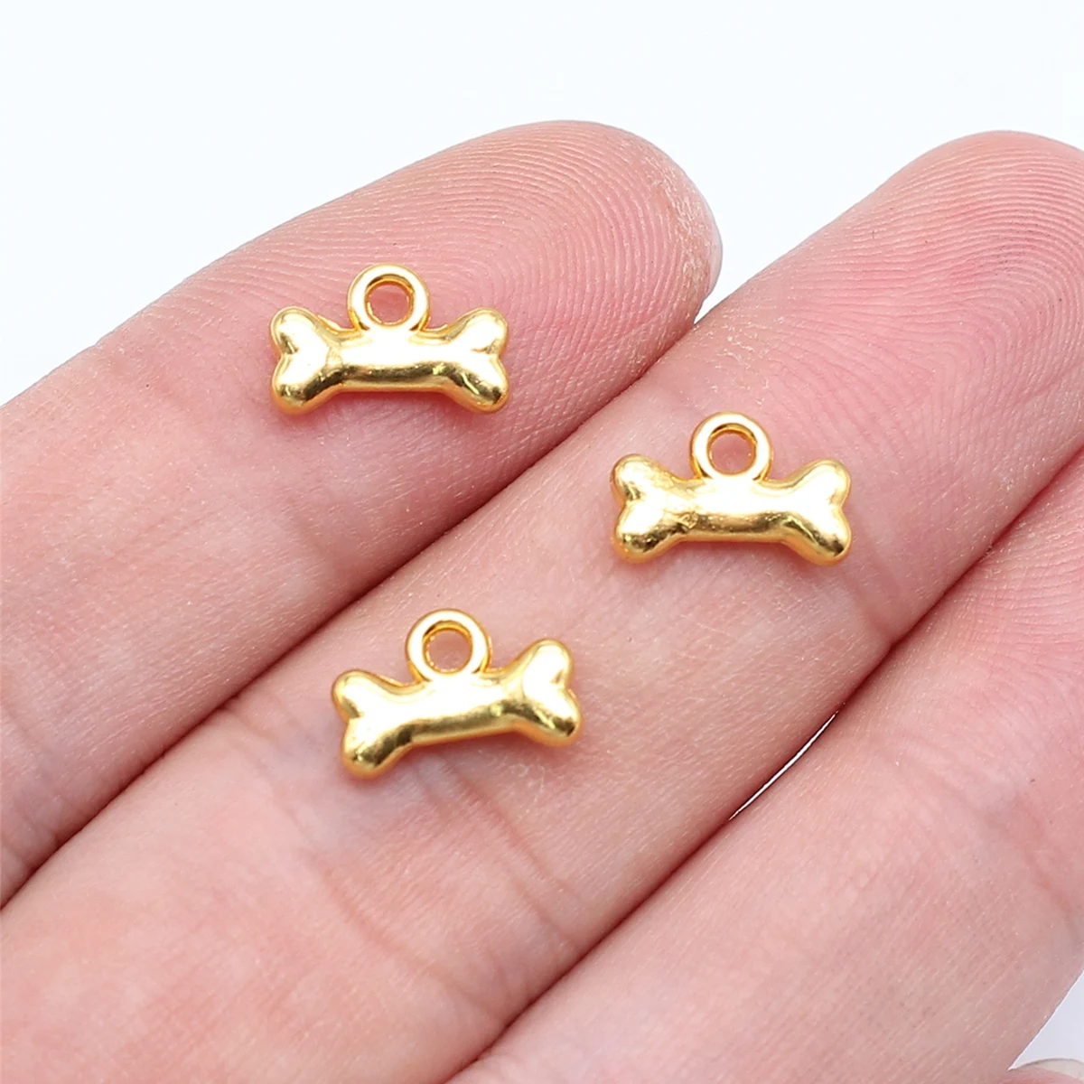 WYSIWYG 40pcs Charms 10x7mm Dog Bone Charms For Jewelry Making DIY Jewelry Findings 3 Colors Alloy Charms Pendant