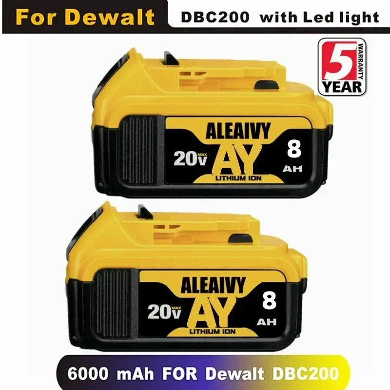 For Dewalt 18V and 20V MAX Power Tool Battery -Versatile, Fully Compatible,DCB180 DCB200 20V 8000mAh Lithium Replacement Battery