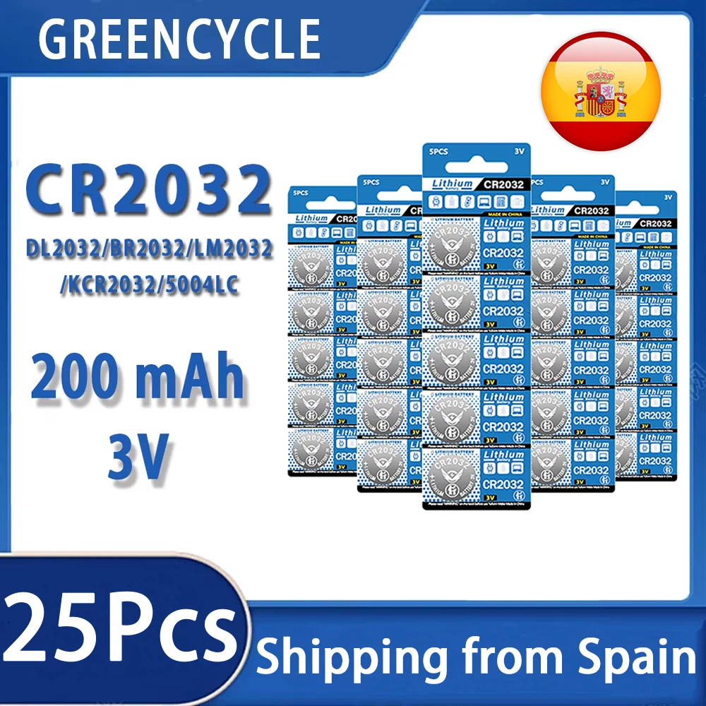 25/50 Uds CR2032 CR 2032 pilas de botón DL2032 BR2032 KCR2032 3V 200mAh batería de litio para reloj juguete Control remoto pilas de moneda