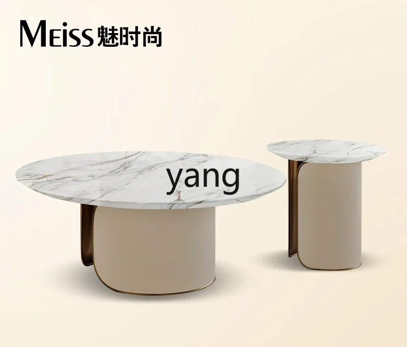 CX original minimalist light luxury, high-end large flat-layer marble round coffee table size combination