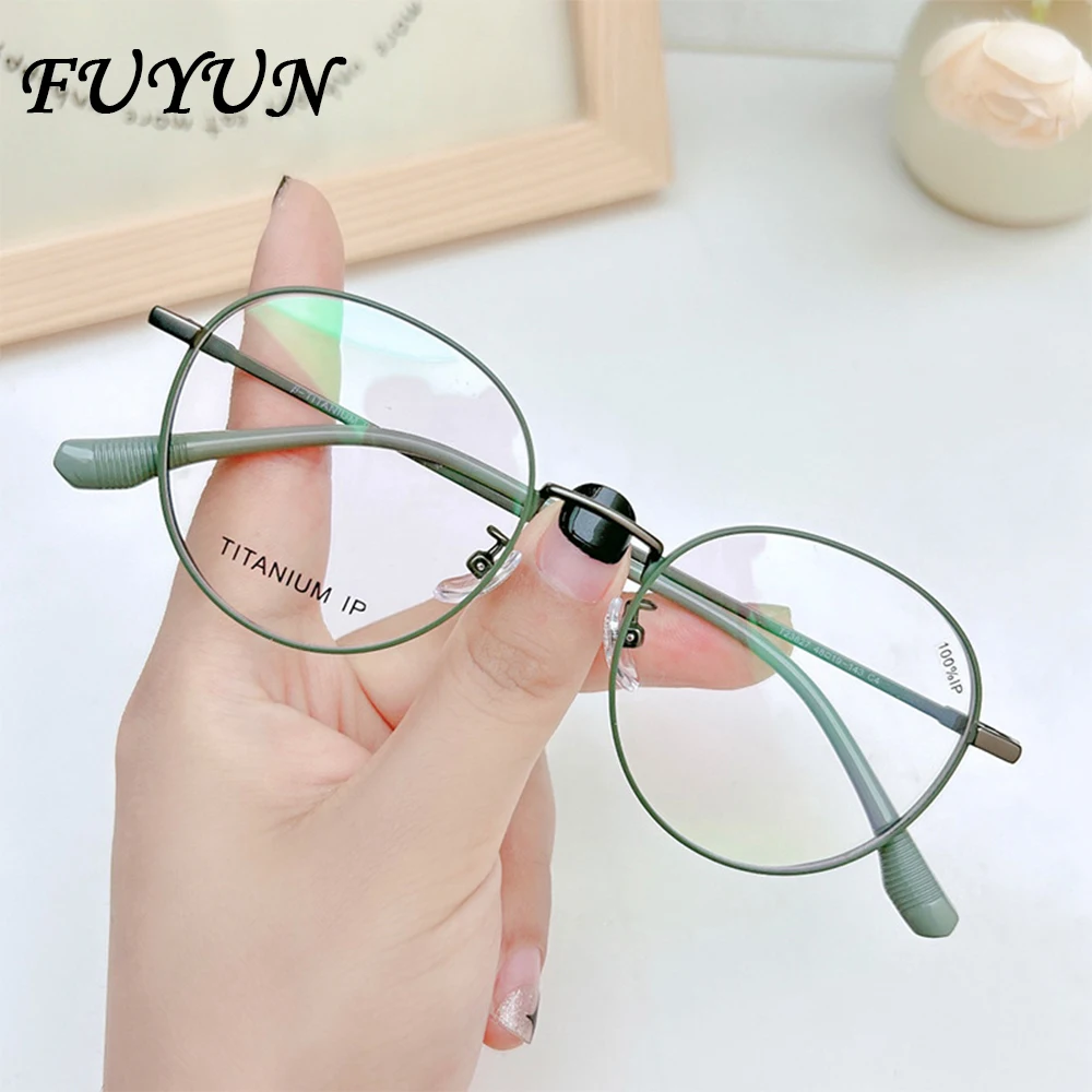 

Retro Oval Half Frame Pure Titanium Glasses Frame New Women Optical Glasses Light Luxury Brand Designer Design Literary Glasses